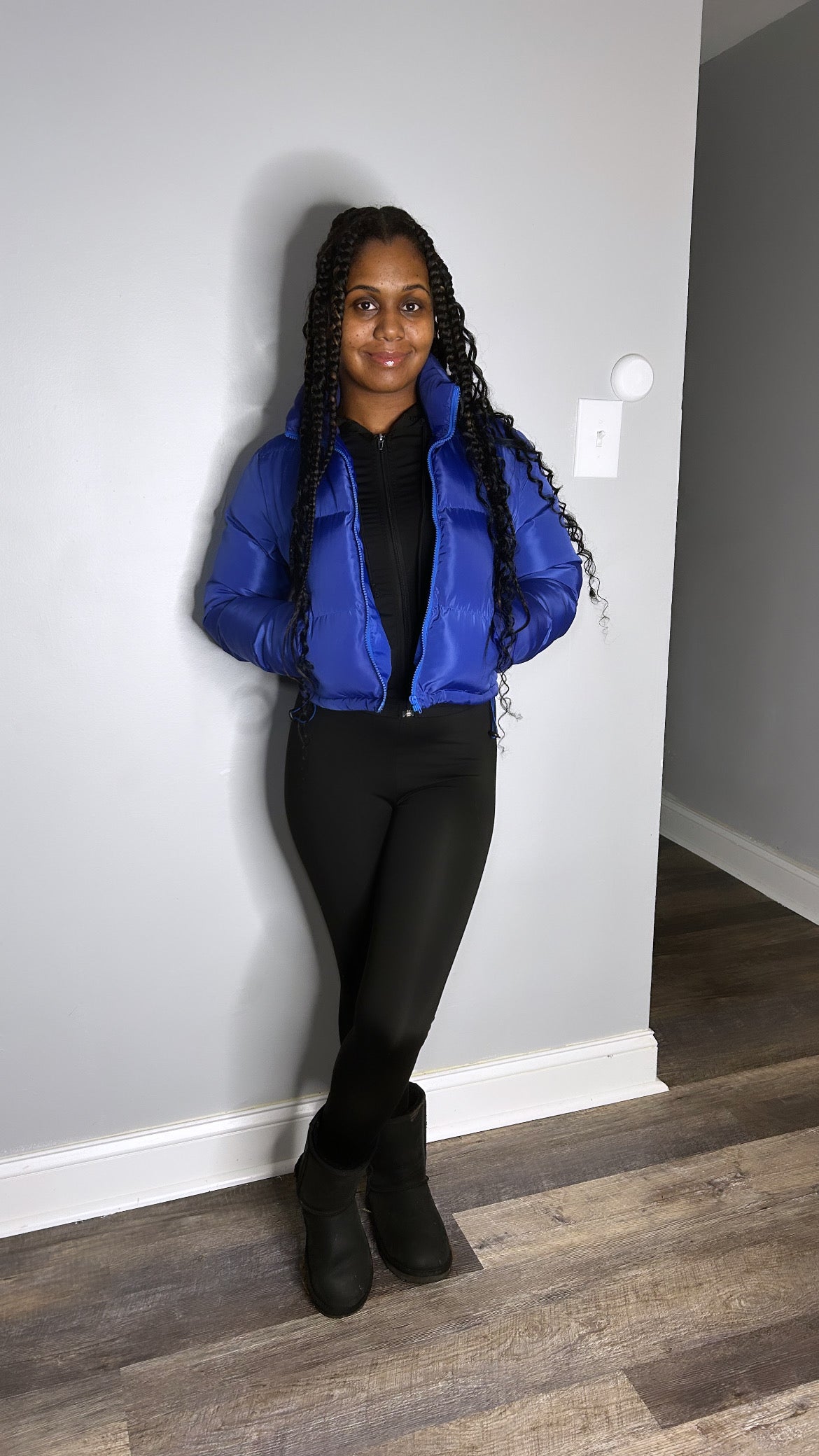 Crop Puffer Coat (Royal Blue)