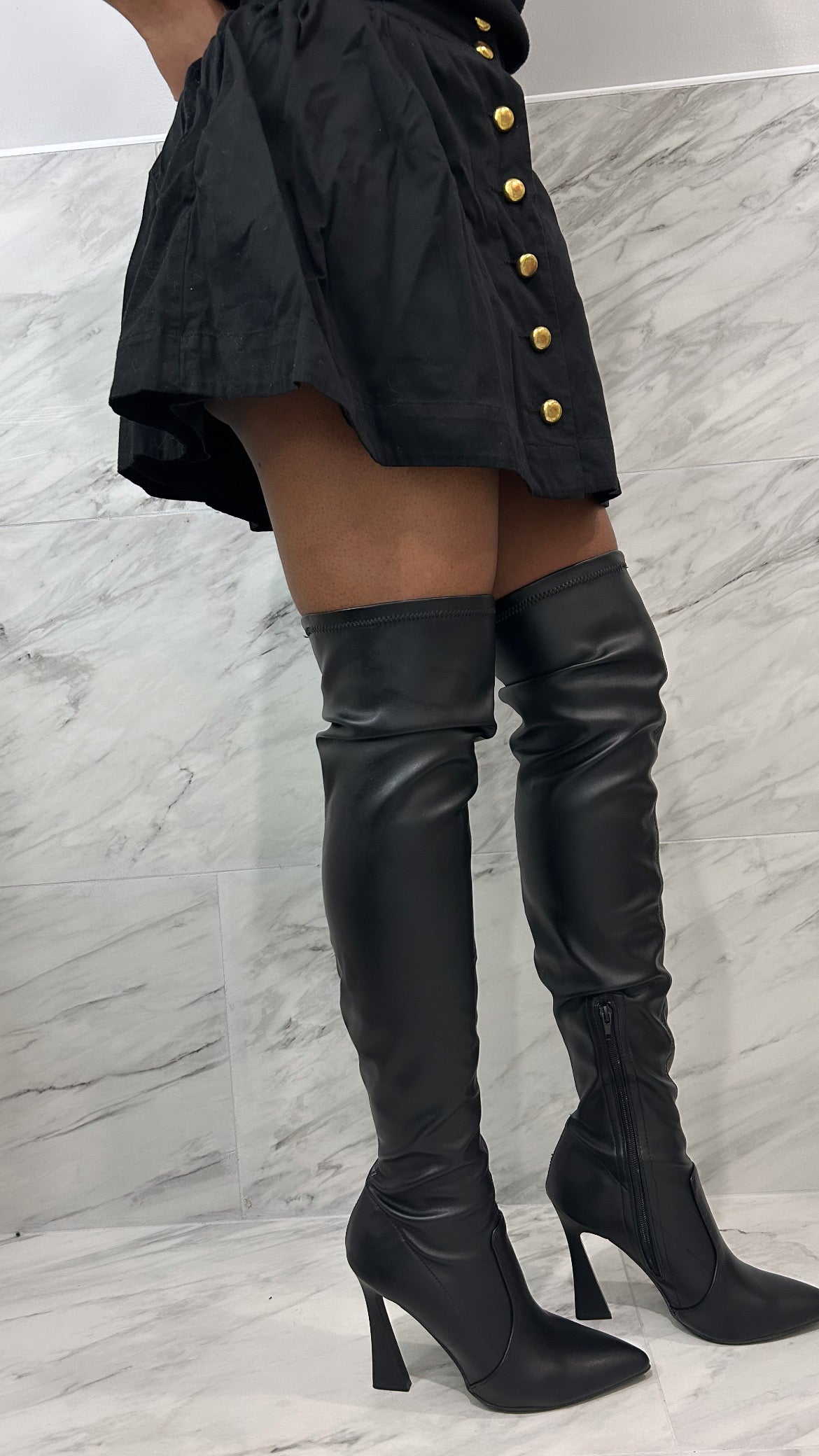 Rising Black Leather Boots