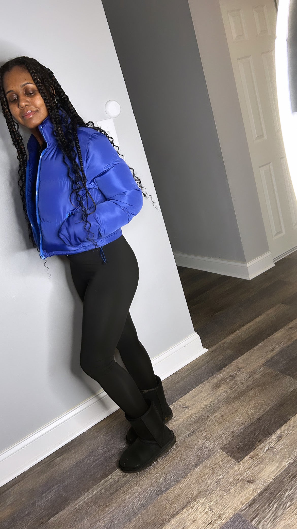 Crop Puffer Coat (Royal Blue)