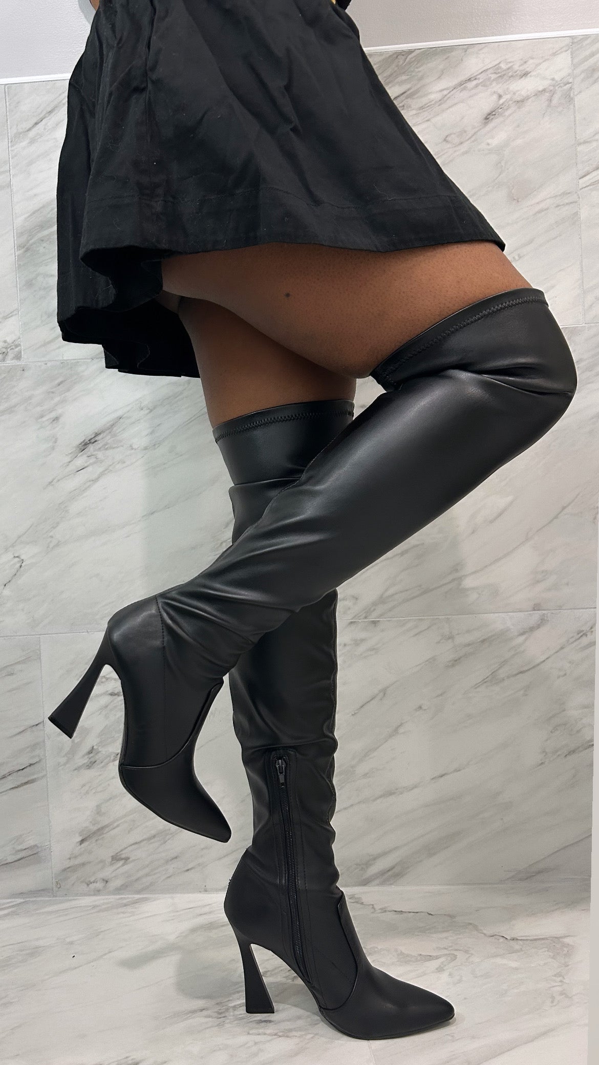 Rising Black Leather Boots