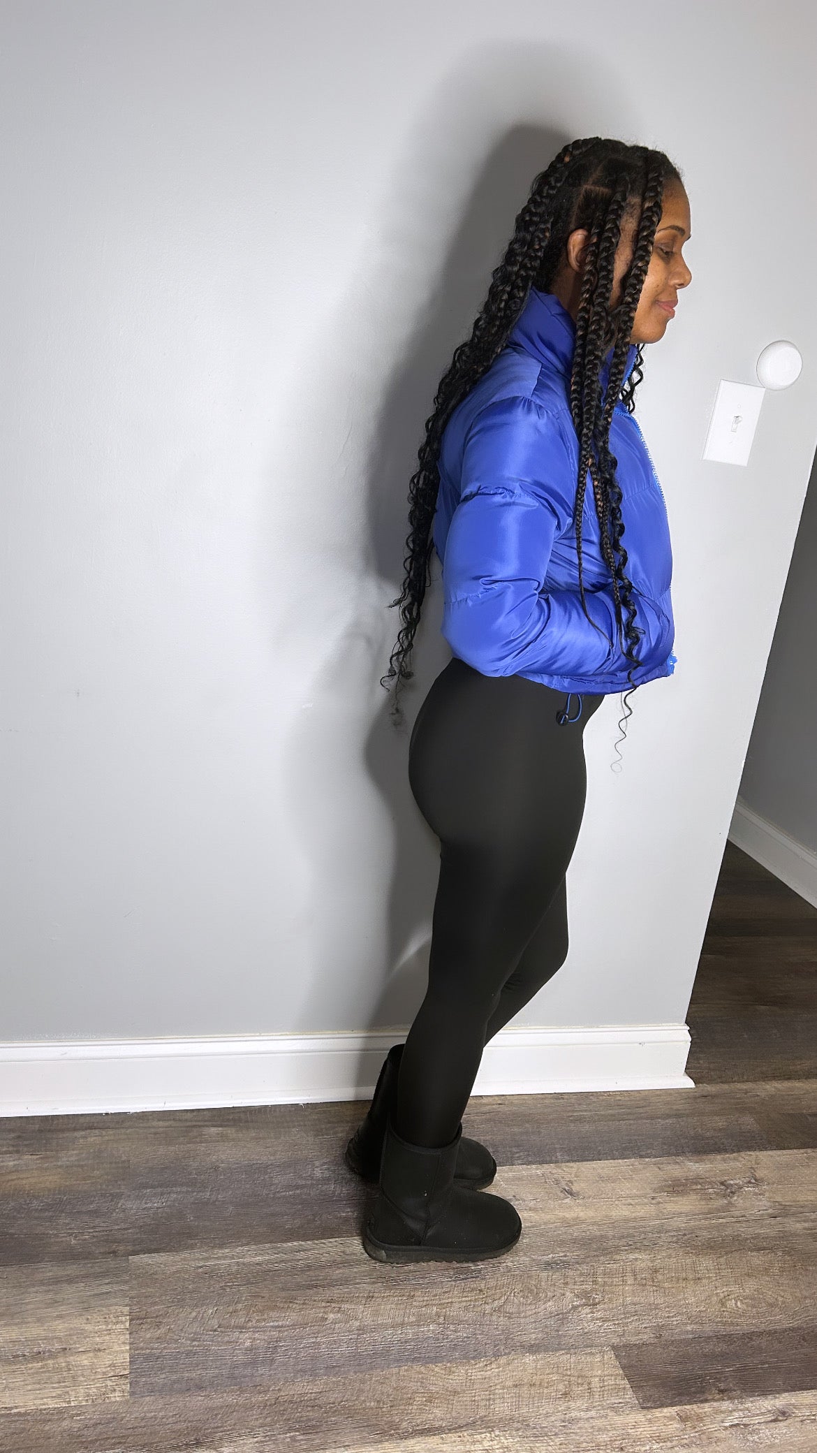 Crop Puffer Coat (Royal Blue)