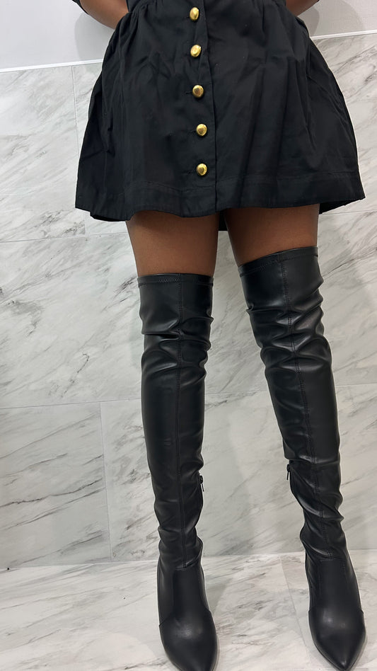Rising Black Leather Boots