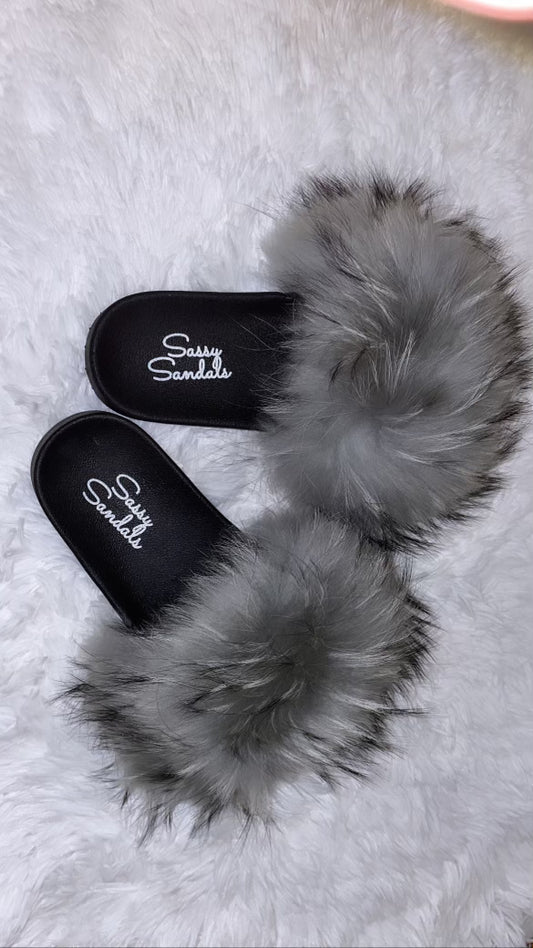 Fluffy fur slides sales